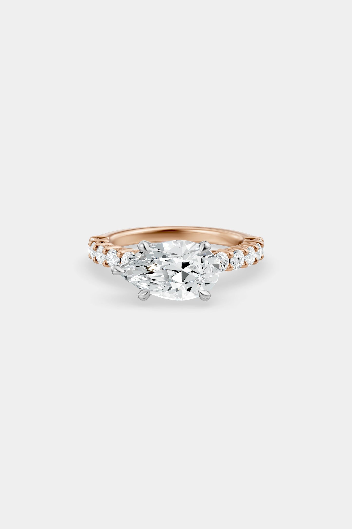 East West Diamond Solitaire Ring | 0.05ct Diamond Half Eternity Band