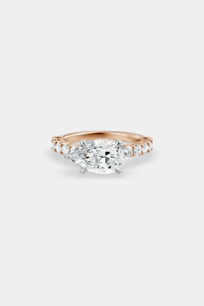 East West Diamond Solitaire Ring | 0.05ct Diamond Half Eternity Band
