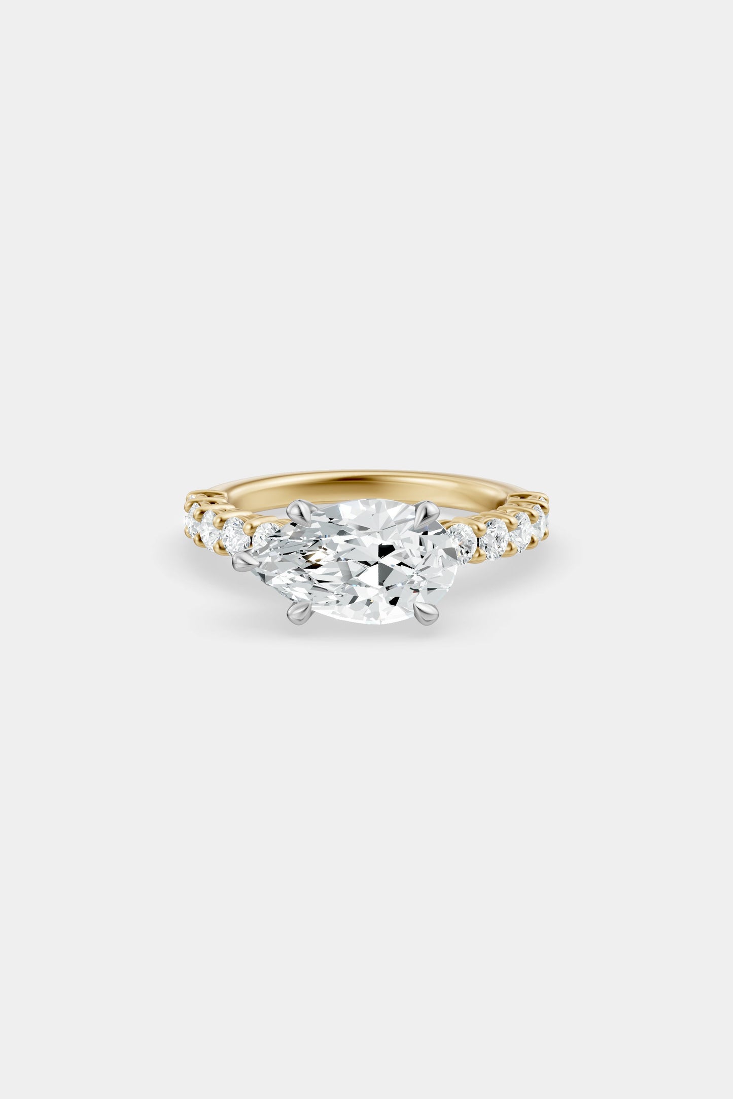East West Diamond Solitaire Ring | 0.05ct Diamond Half Eternity Band