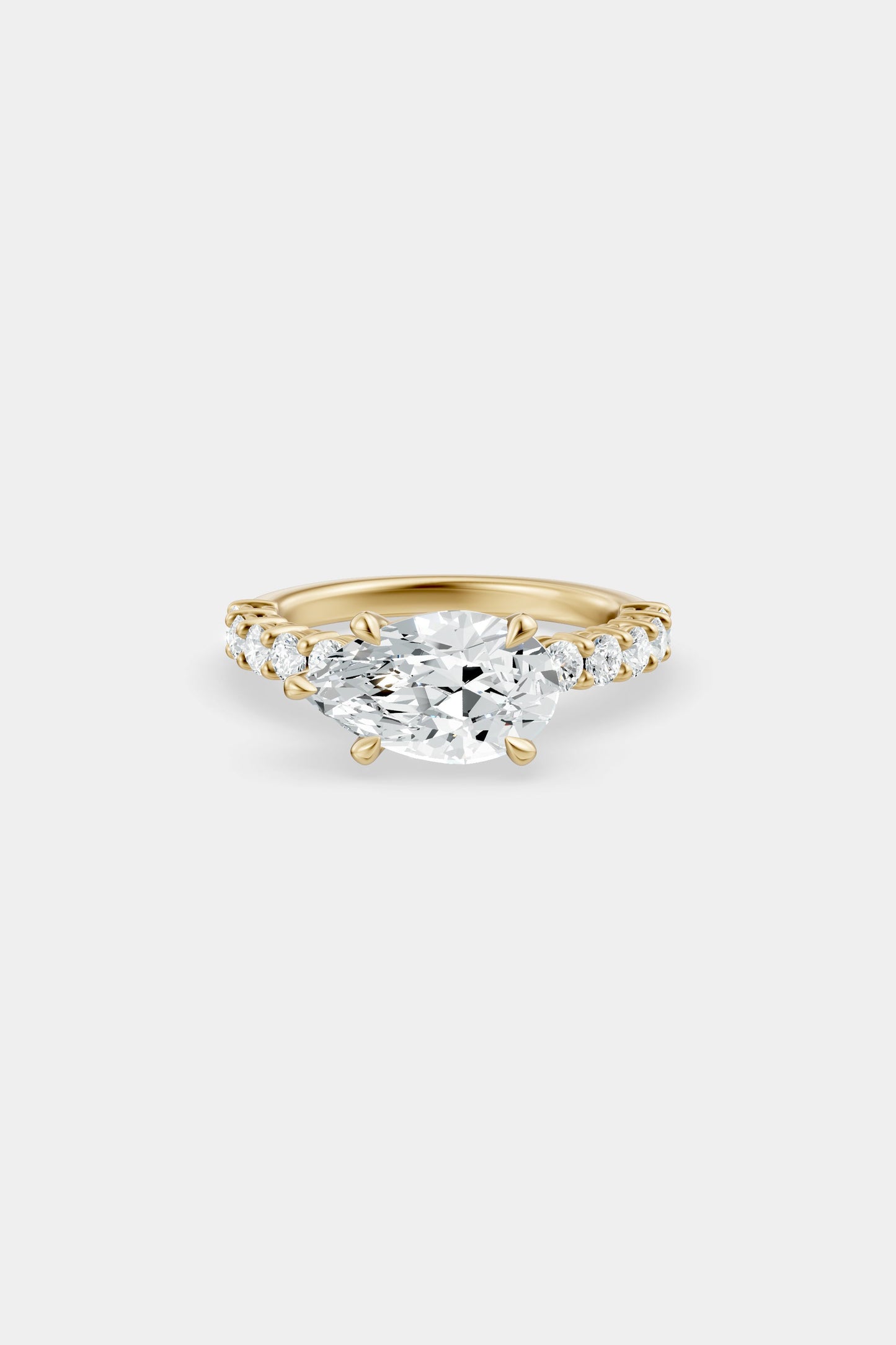 East West Diamond Solitaire Ring | 0.05ct Diamond Half Eternity Band