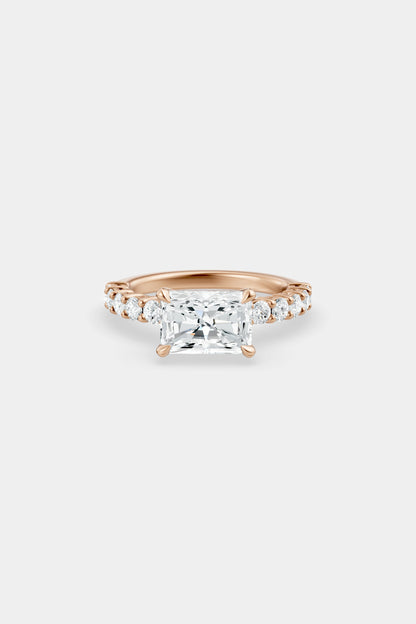 East West Diamond Solitaire Ring | 0.05ct Diamond Half Eternity Band