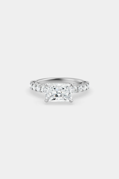 East West Diamond Solitaire Ring | 0.05ct Diamond Half Eternity Band
