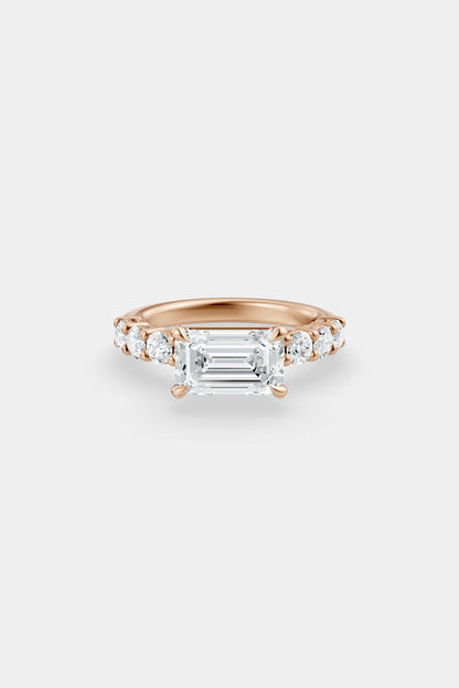 East West Diamond Solitaire Ring | 0.10ct Diamond Half Eternity Band