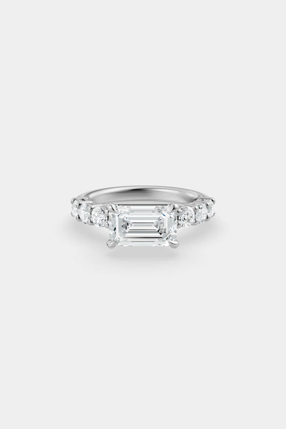 East West Diamond Solitaire Ring | 0.10ct Diamond Half Eternity Band