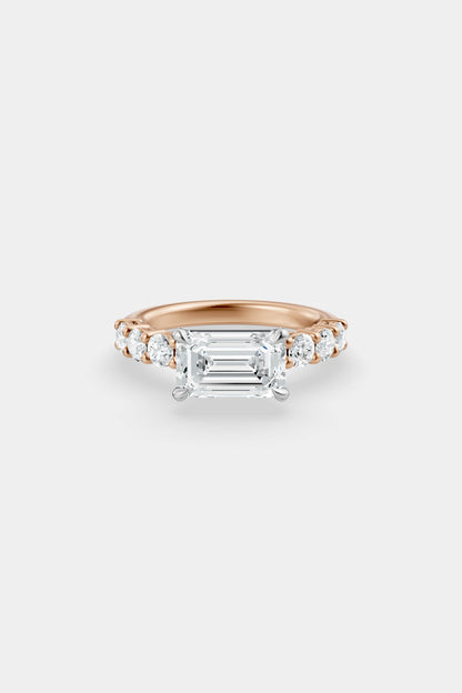 East West Diamond Solitaire Ring | 0.10ct Diamond Half Eternity Band