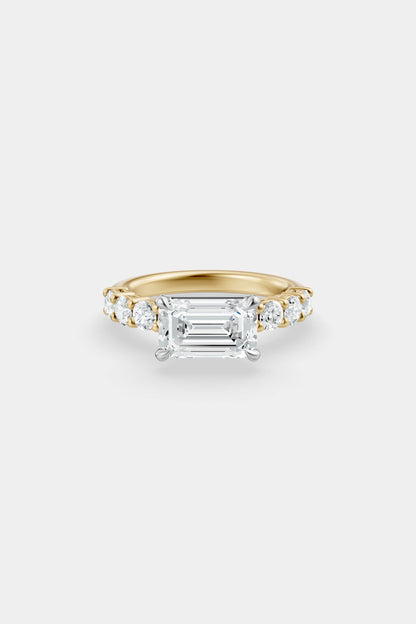 East West Diamond Solitaire Ring | 0.10ct Diamond Half Eternity Band
