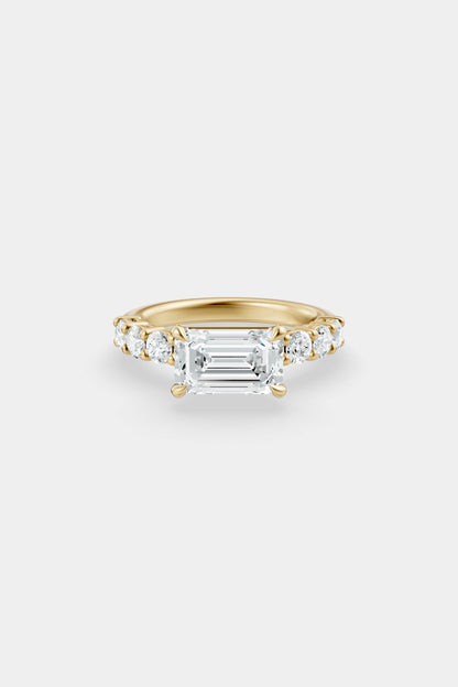 East West Diamond Solitaire Ring | 0.10ct Diamond Half Eternity Band