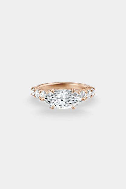 East West Diamond Solitaire Ring | 0.10ct Diamond Half Eternity Band