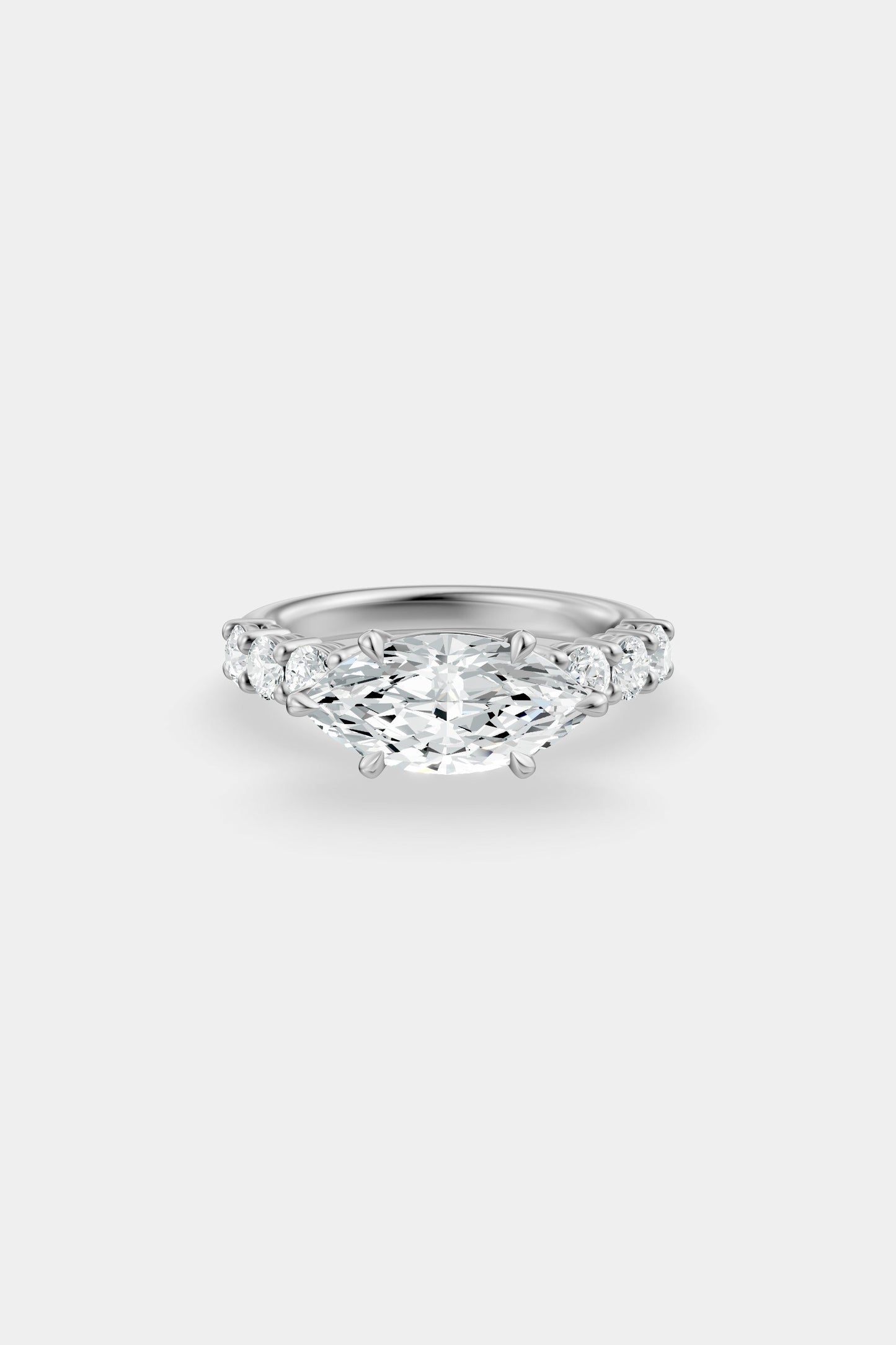 East West Diamond Solitaire Ring | 0.10ct Diamond Half Eternity Band
