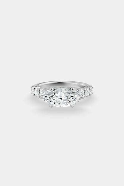 East West Diamond Solitaire Ring | 0.10ct Diamond Half Eternity Band