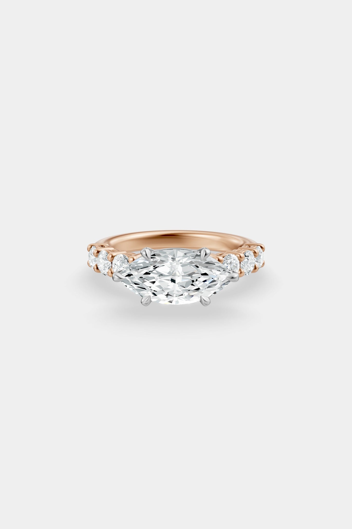 East West Diamond Solitaire Ring | 0.10ct Diamond Half Eternity Band