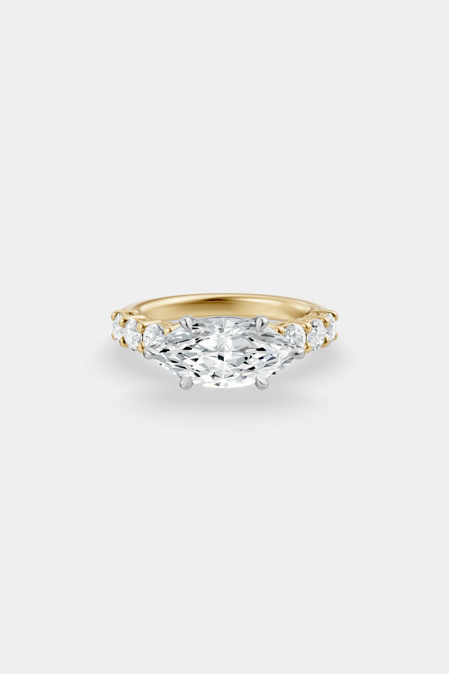 East West Diamond Solitaire Ring | 0.10ct Diamond Half Eternity Band