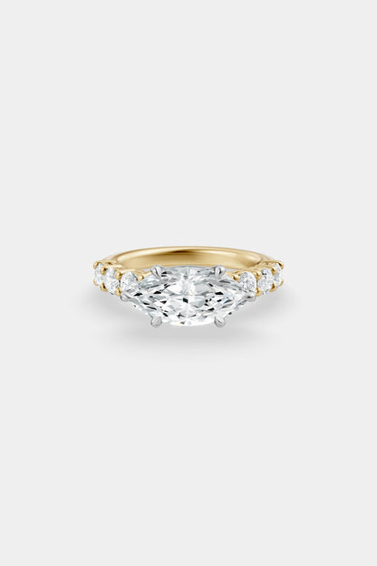 East West Diamond Solitaire Ring | 0.10ct Diamond Half Eternity Band