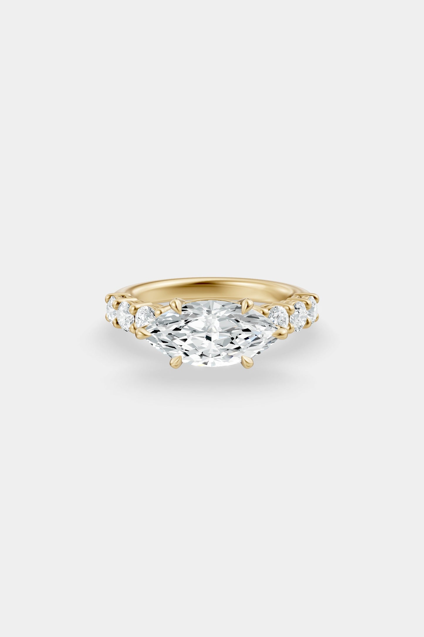 East West Diamond Solitaire Ring | 0.10ct Diamond Half Eternity Band