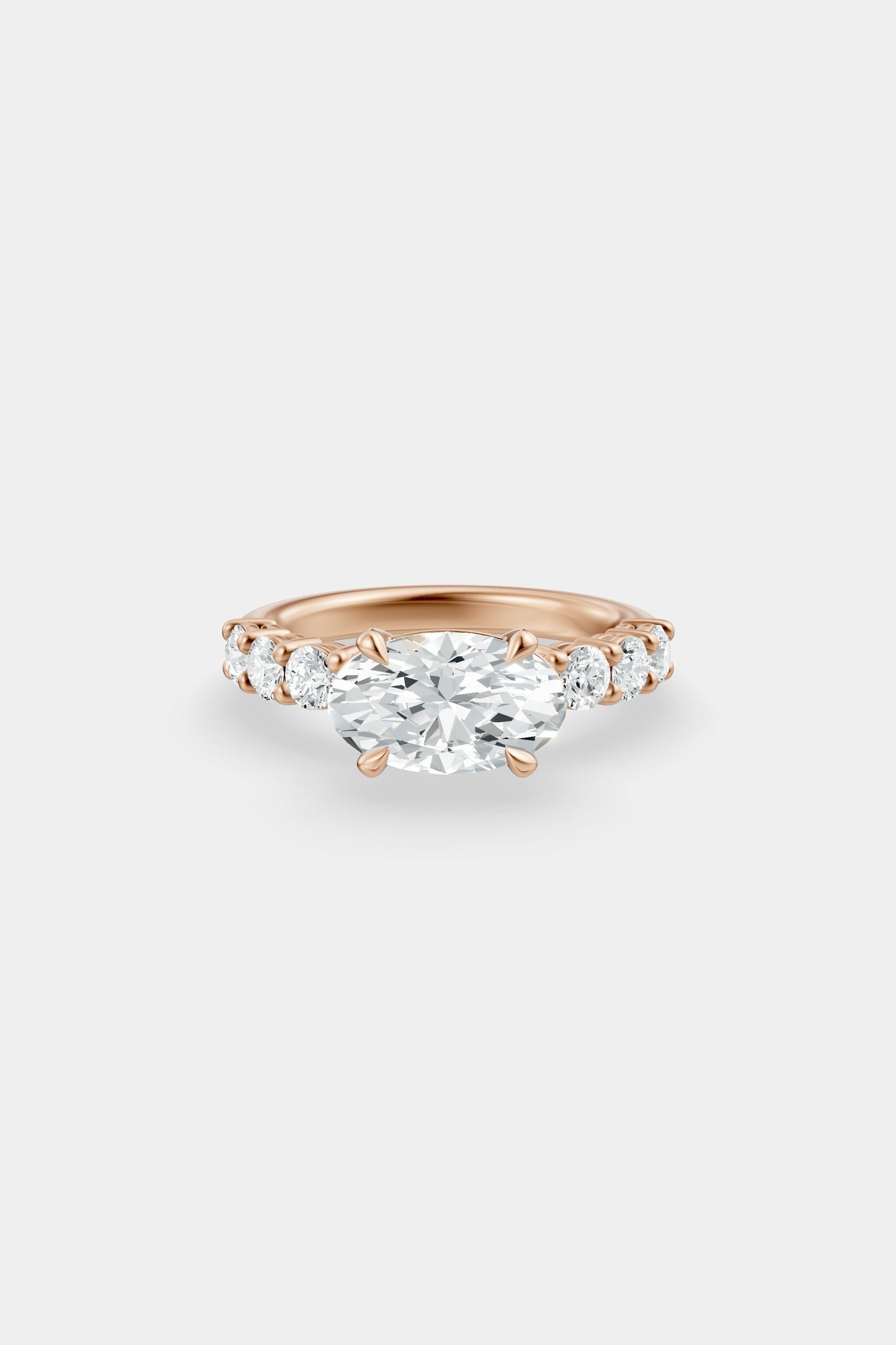 East West Diamond Solitaire Ring | 0.10ct Diamond Half Eternity Band