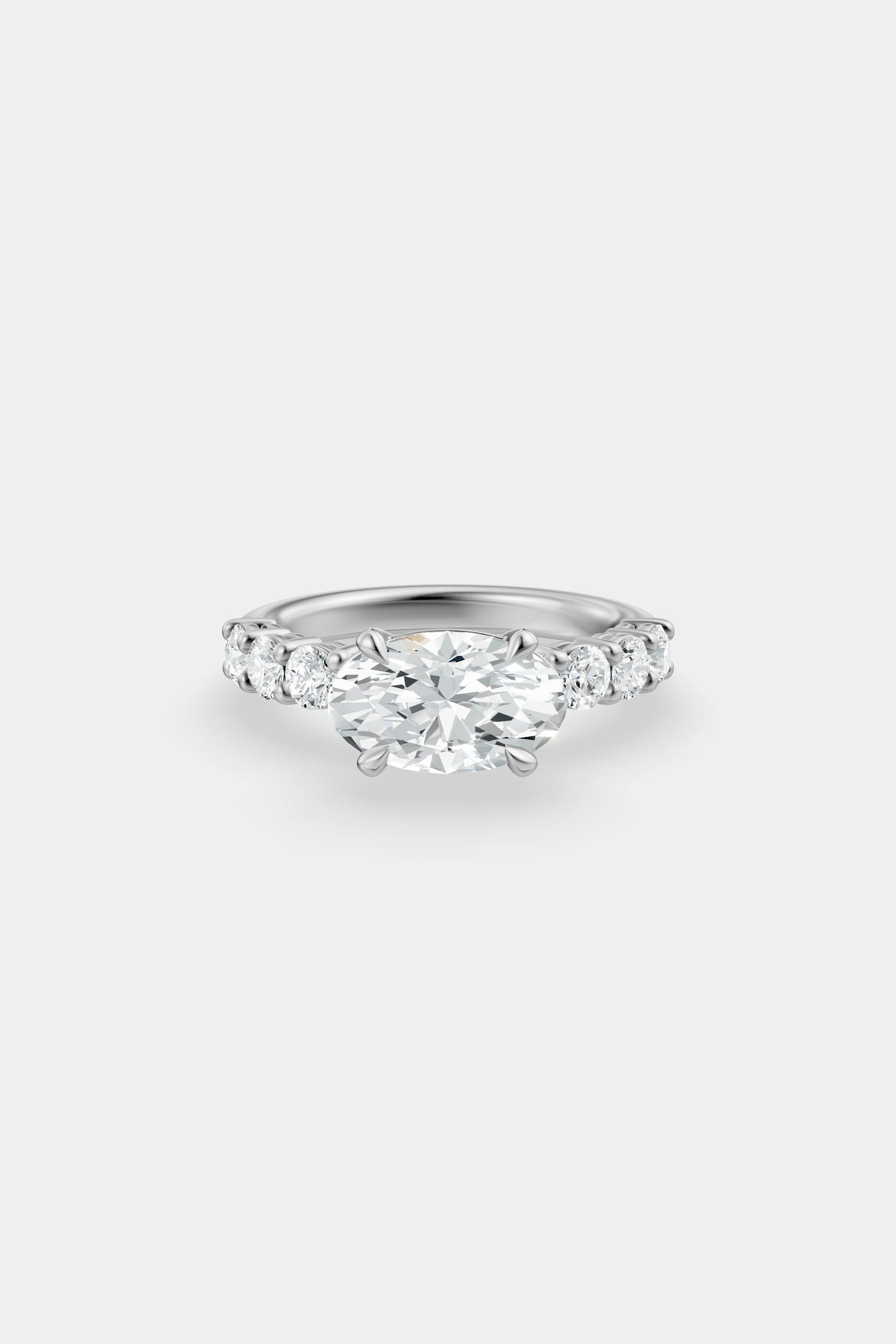 East West Diamond Solitaire Ring | 0.10ct Diamond Half Eternity Band