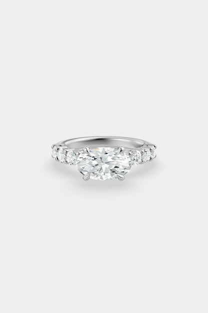 East West Diamond Solitaire Ring | 0.10ct Diamond Half Eternity Band
