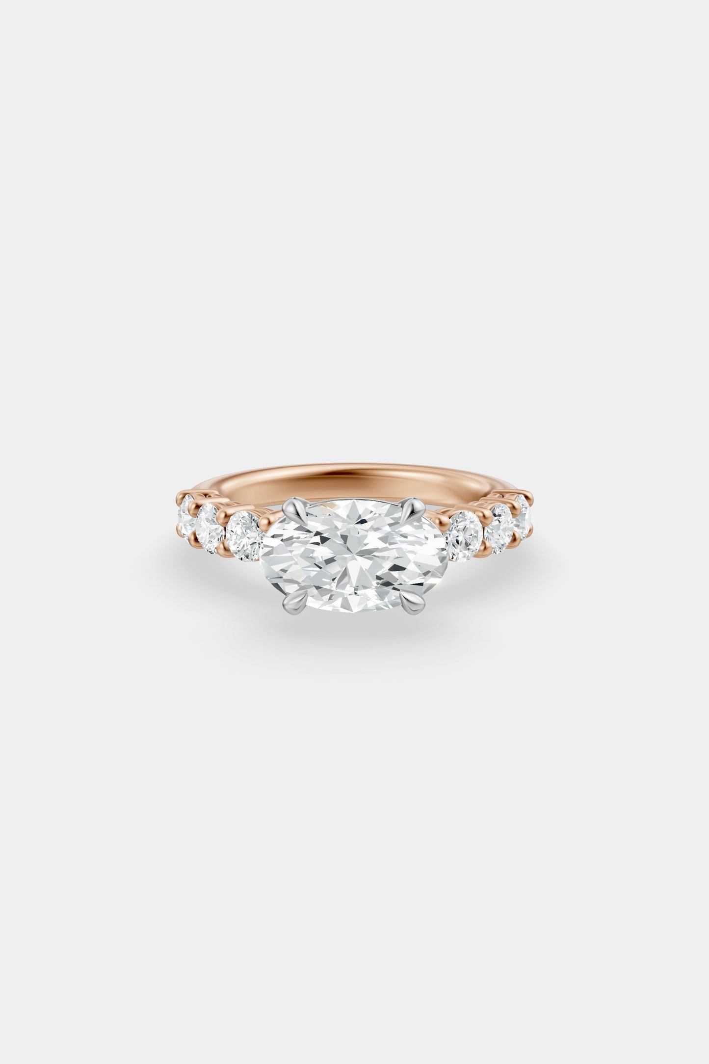 East West Diamond Solitaire Ring | 0.10ct Diamond Half Eternity Band
