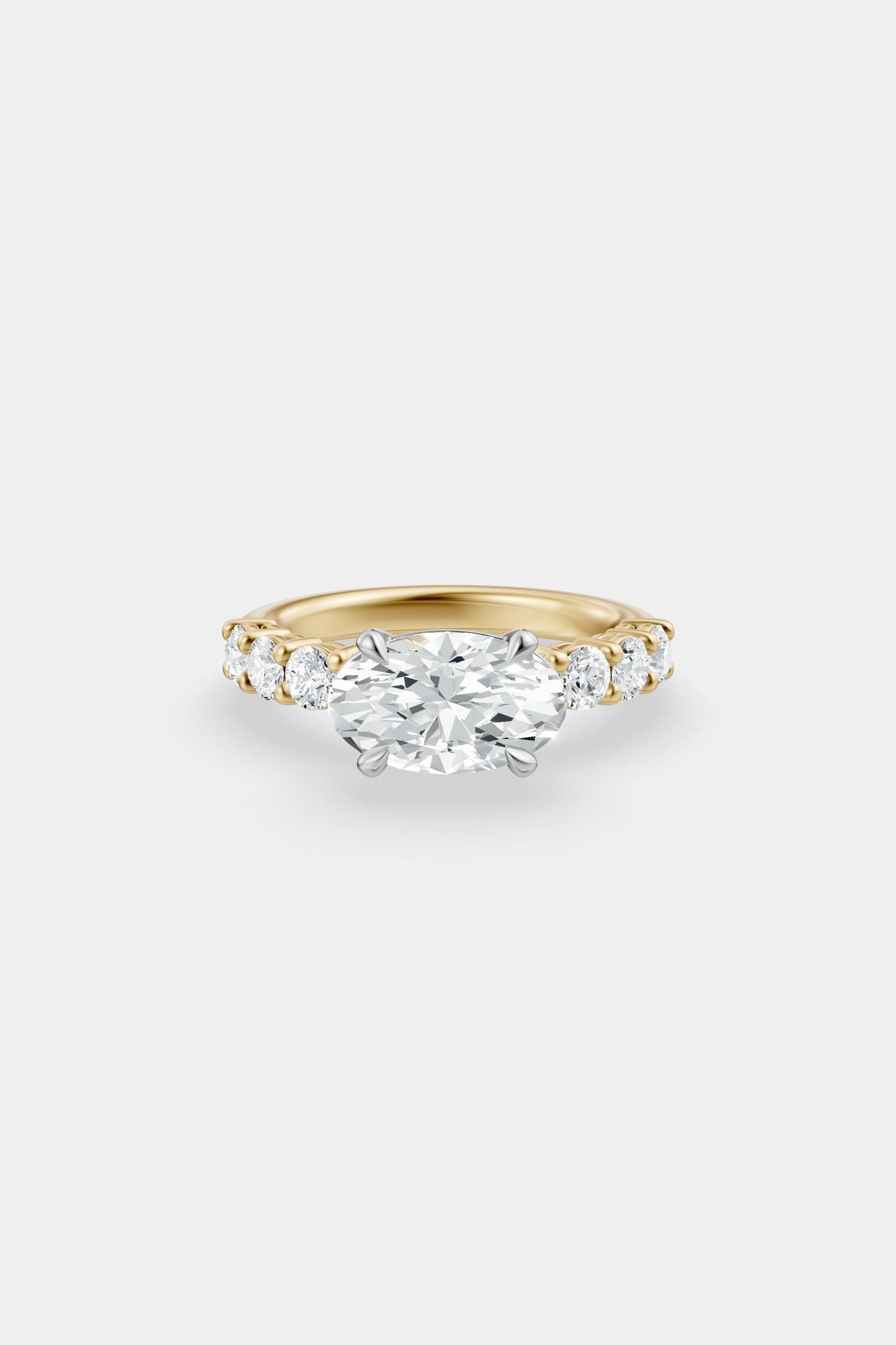 East West Diamond Solitaire Ring | 0.10ct Diamond Half Eternity Band