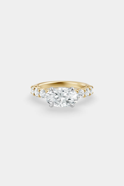 East West Diamond Solitaire Ring | 0.10ct Diamond Half Eternity Band