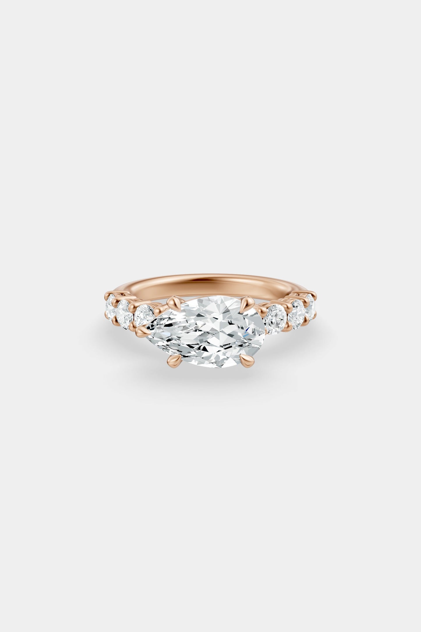East West Diamond Solitaire Ring | 0.10ct Diamond Half Eternity Band