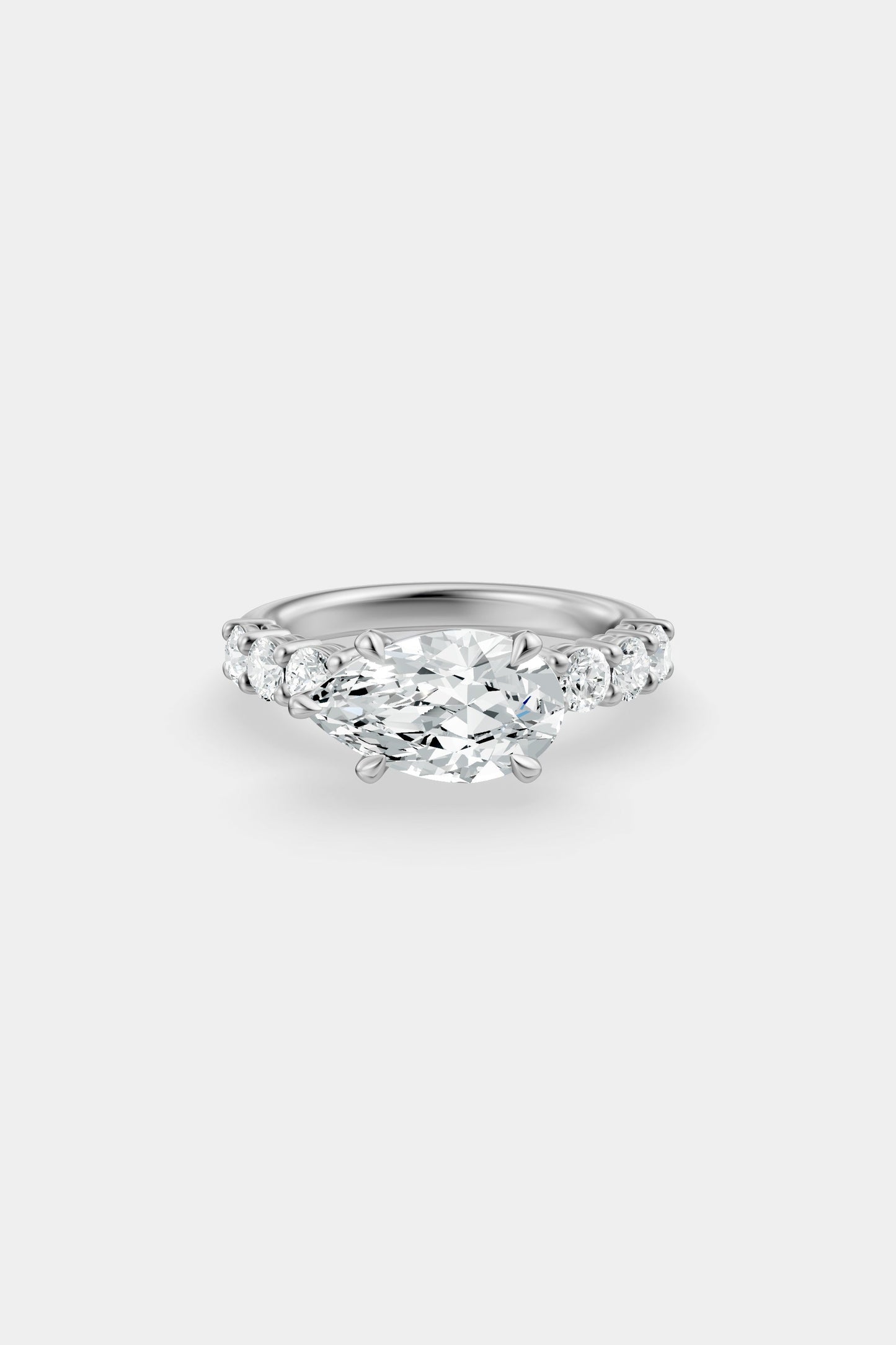 East West Diamond Solitaire Ring | 0.10ct Diamond Half Eternity Band