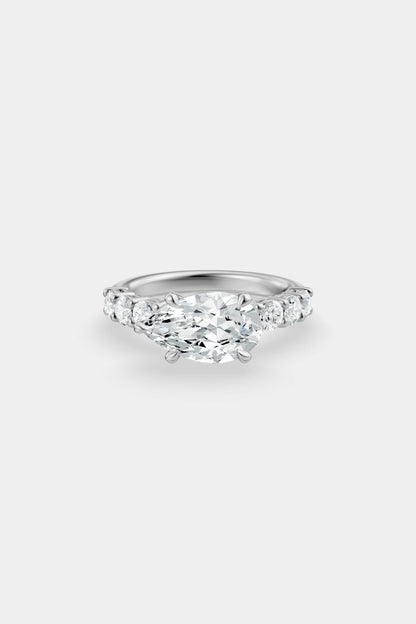 East West Diamond Solitaire Ring | 0.10ct Diamond Half Eternity Band