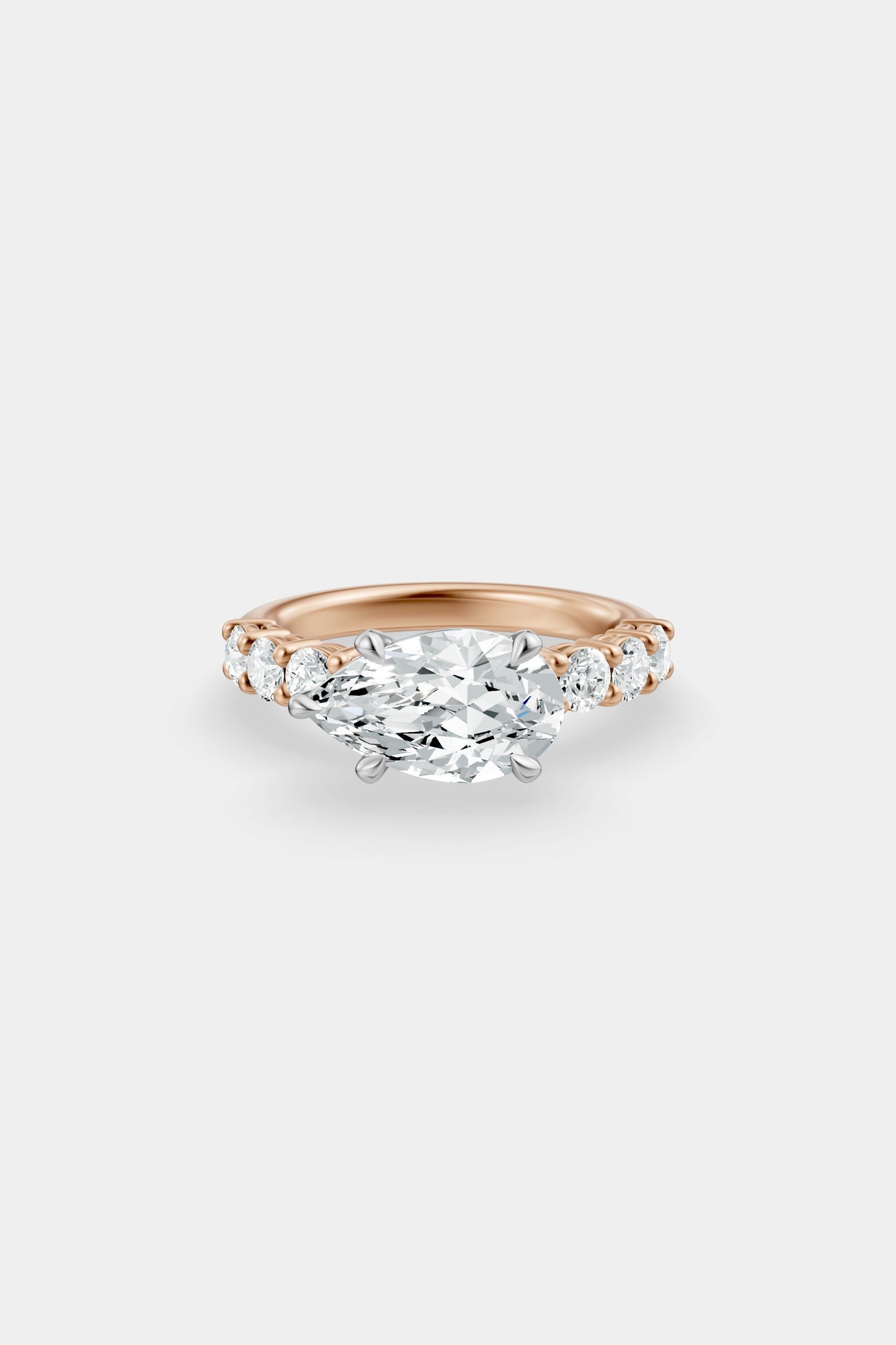 East West Diamond Solitaire Ring | 0.10ct Diamond Half Eternity Band