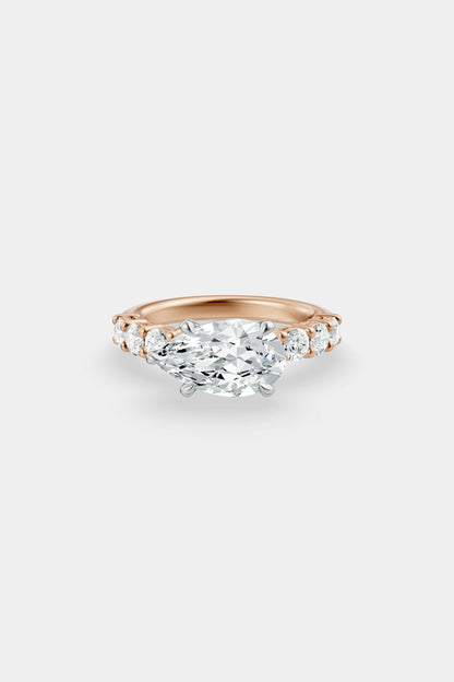 East West Diamond Solitaire Ring | 0.10ct Diamond Half Eternity Band