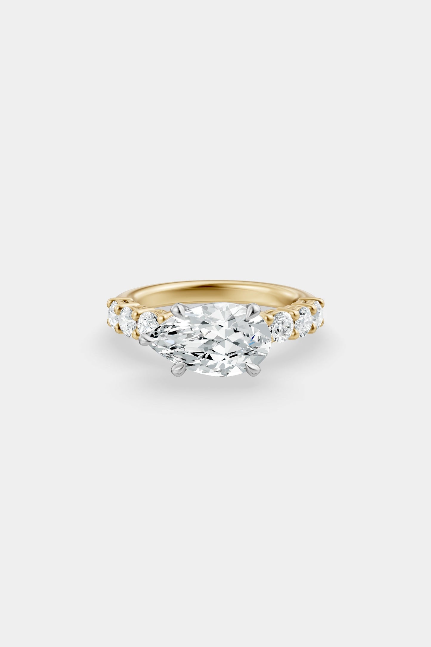 East West Diamond Solitaire Ring | 0.10ct Diamond Half Eternity Band