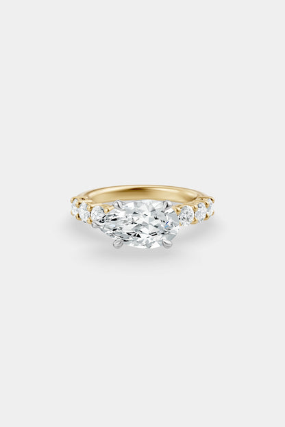 East West Diamond Solitaire Ring | 0.10ct Diamond Half Eternity Band