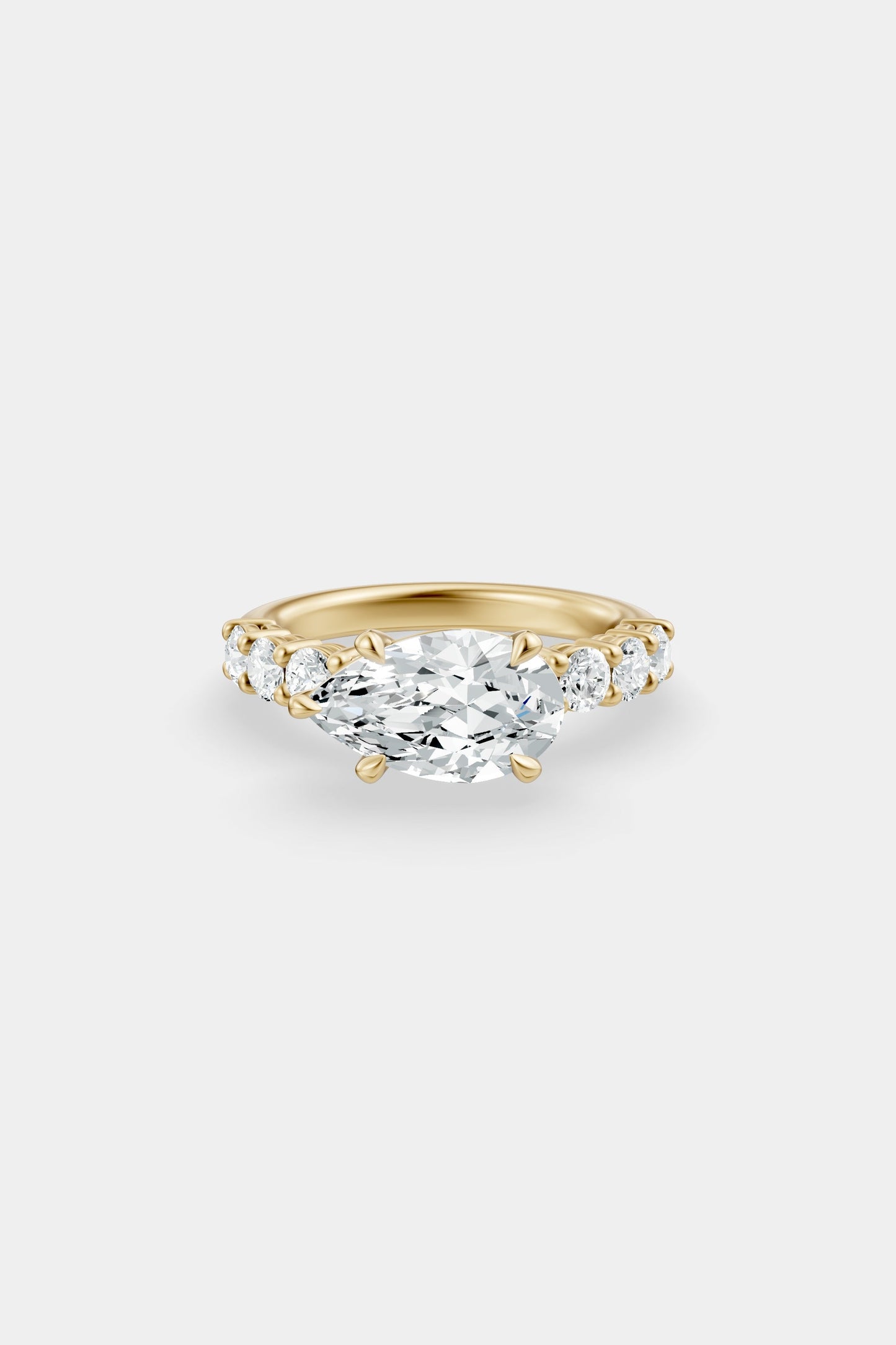 East West Diamond Solitaire Ring | 0.10ct Diamond Half Eternity Band
