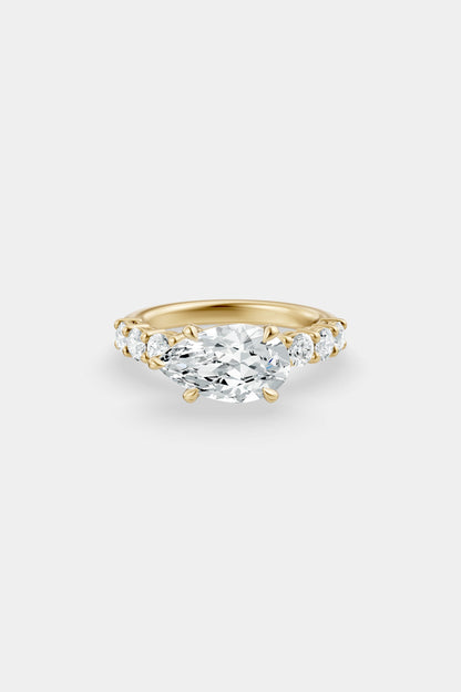 East West Diamond Solitaire Ring | 0.10ct Diamond Half Eternity Band