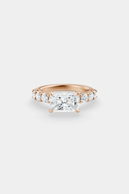 East West Diamond Solitaire Ring | 0.10ct Diamond Half Eternity Band