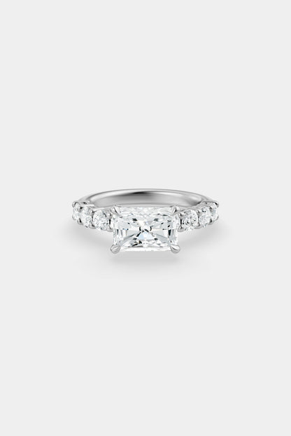East West Diamond Solitaire Ring | 0.10ct Diamond Half Eternity Band
