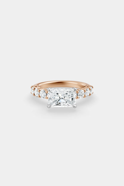 East West Diamond Solitaire Ring | 0.10ct Diamond Half Eternity Band