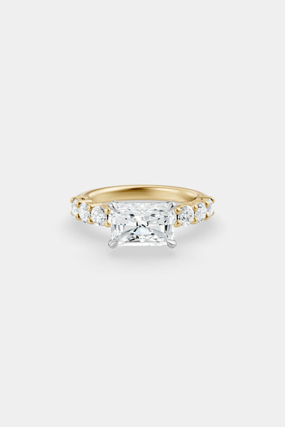 East West Diamond Solitaire Ring | 0.10ct Diamond Half Eternity Band