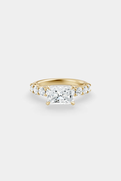 East West Diamond Solitaire Ring | 0.10ct Diamond Half Eternity Band