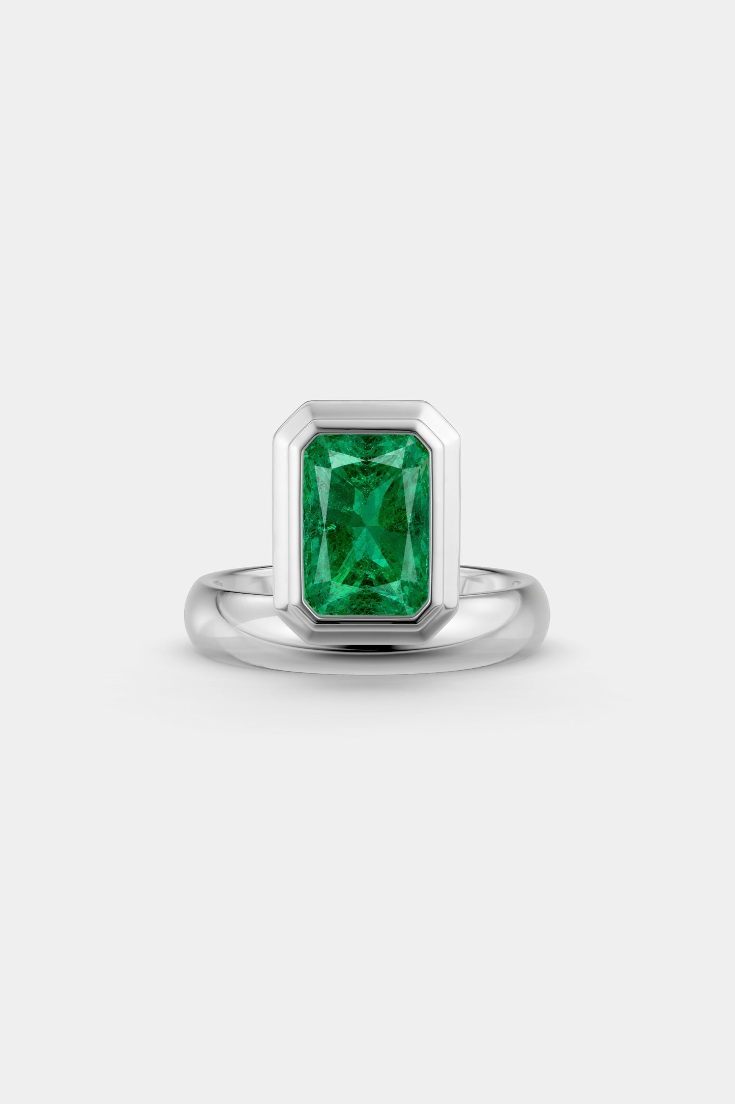 Framed Radiant Bezel Ring | Rounded Band