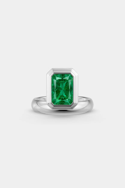 Framed Radiant Bezel Ring | Rounded Band