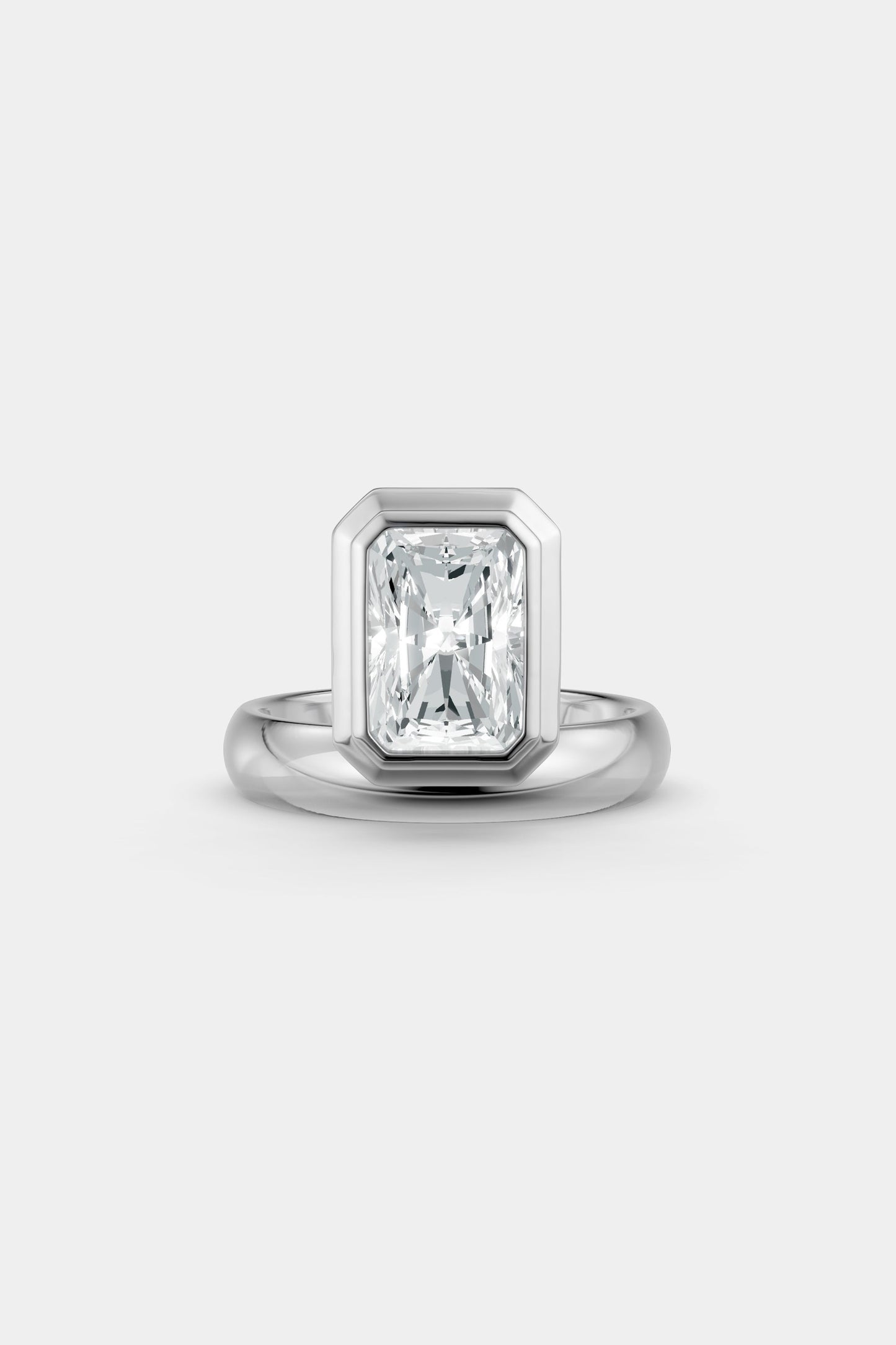 Framed Radiant Bezel Ring | Rounded Band