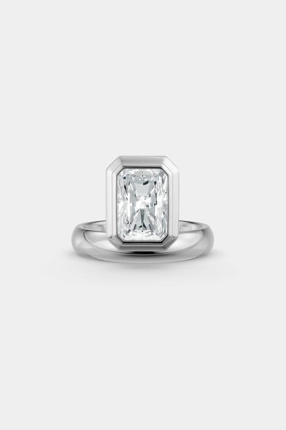 Framed Radiant Bezel Ring | Rounded Band