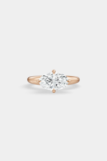 Compass Set Diamond Solitaire Ring | Large Heidi Band