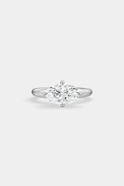 Compass Set Diamond Solitaire Ring | Large Heidi Band