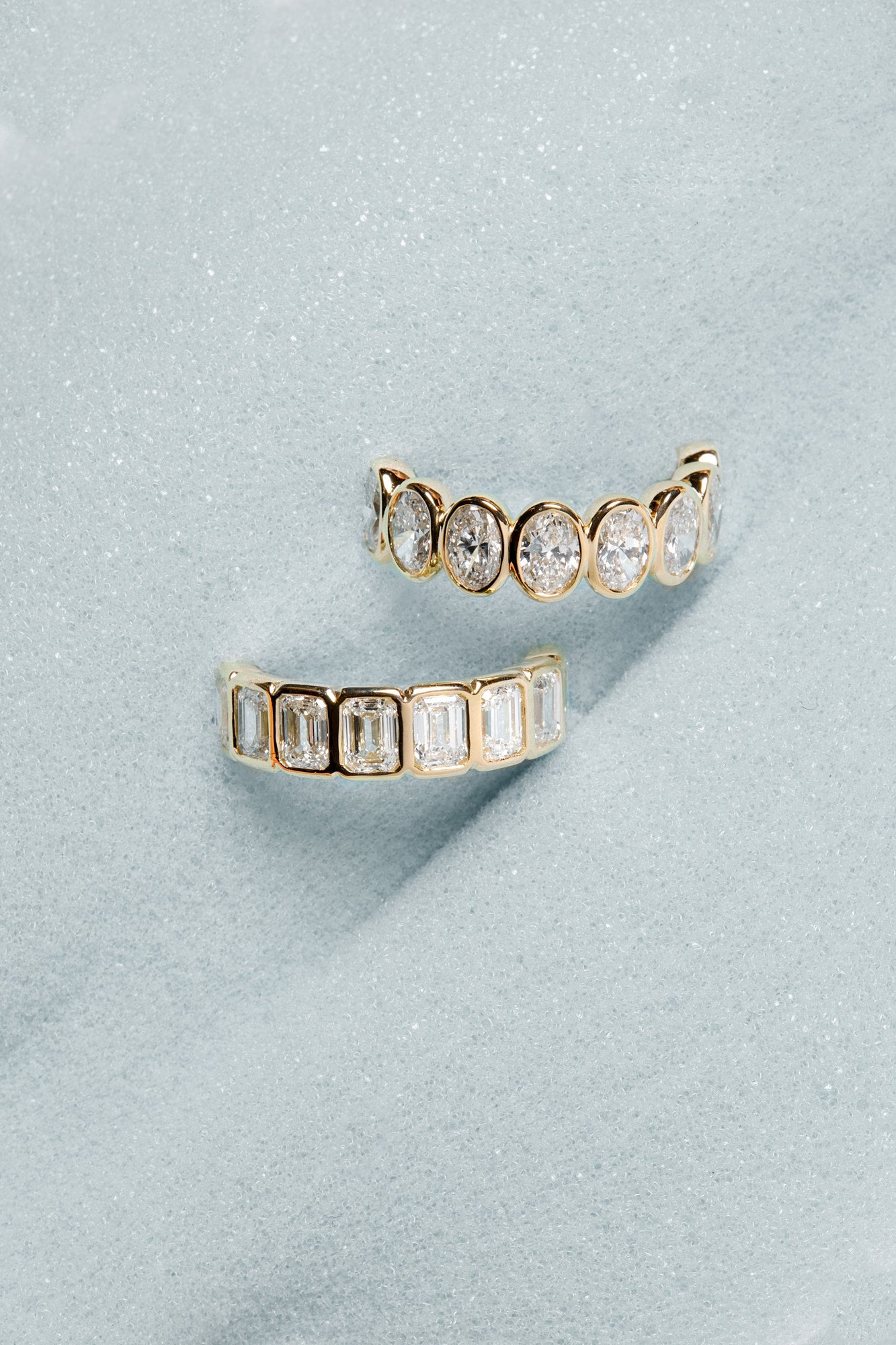 Oval Bezel Diamond Half Band | Gold
