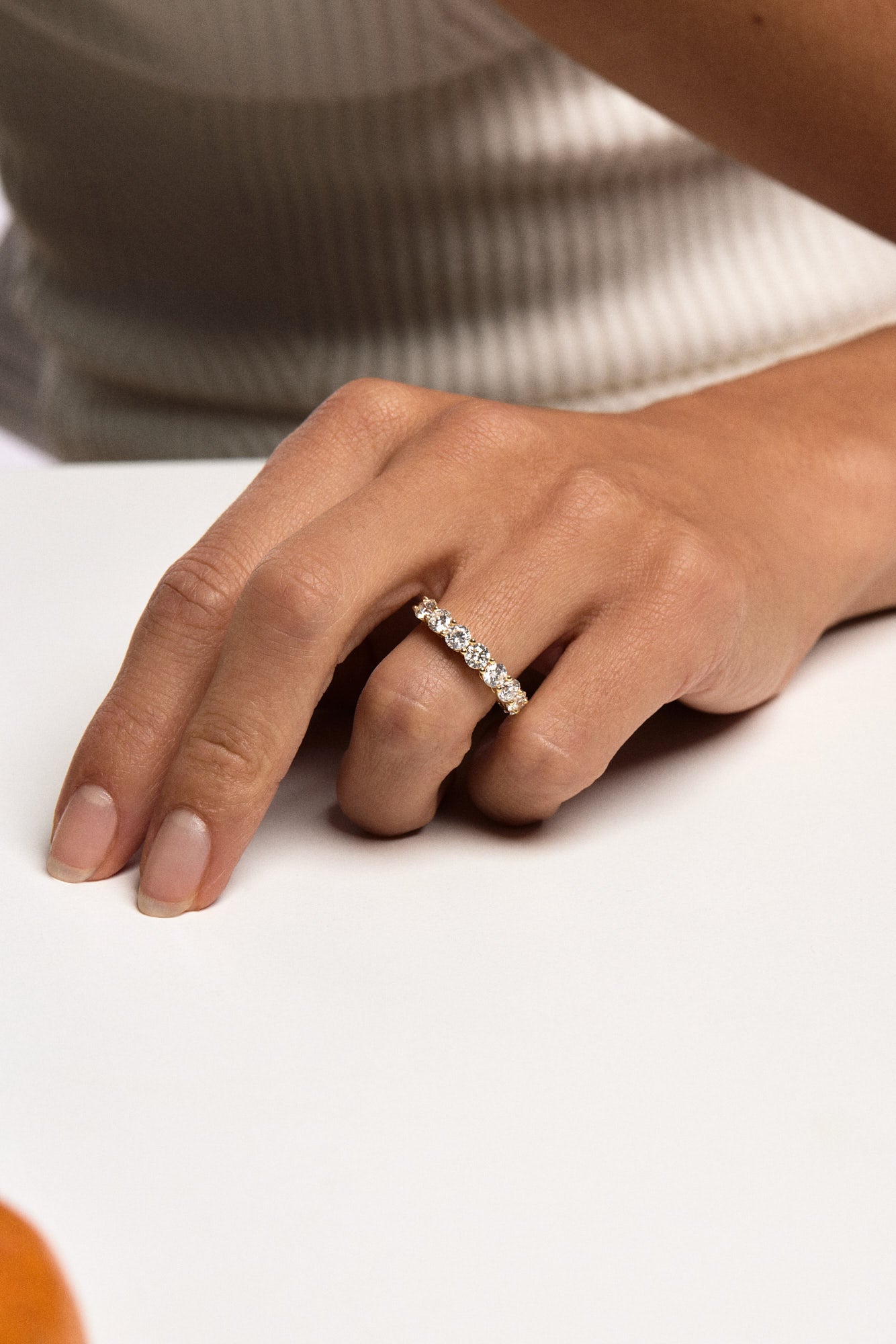 Round Diamond Half Band | 18K Rose Gold