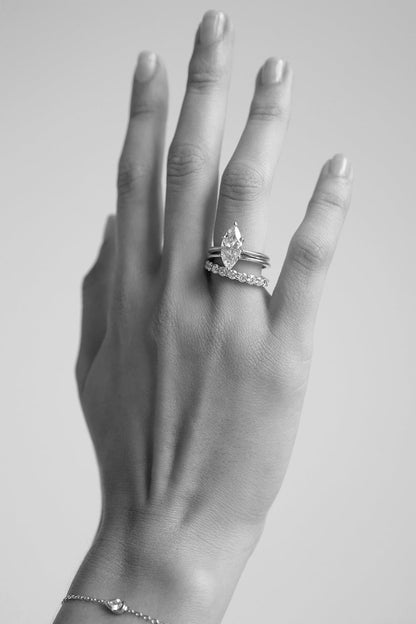 Double Band 10pt Round Diamond Ring | 18K White Gold