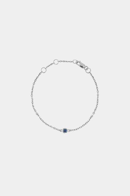 Baby Round Birthstone Bracelet | 9K White Gold