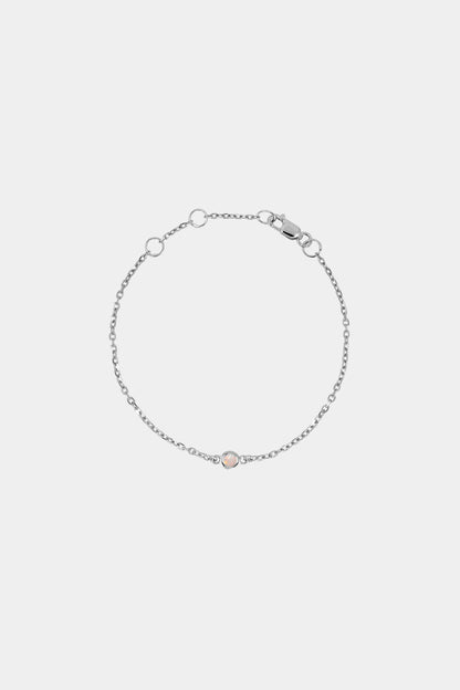 Baby Round Birthstone Bracelet | 9K White Gold