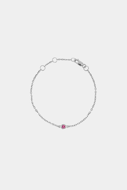 Baby Round Birthstone Bracelet | 9K White Gold